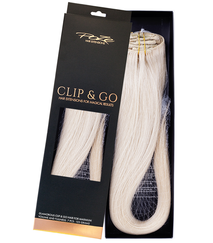 Poze Standard Real Hair Clip &amp; Go - 125g 12A Pure Blonde - 40cm