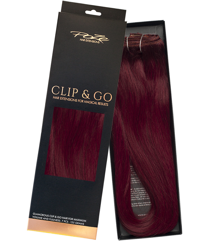 Poze Standard Äkta Löshår Clip & Go - 110g Red Passion 5RV - 50cm