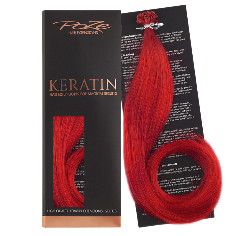 Poze Standard Keratin Extensions Bright Red 8R - 40cm