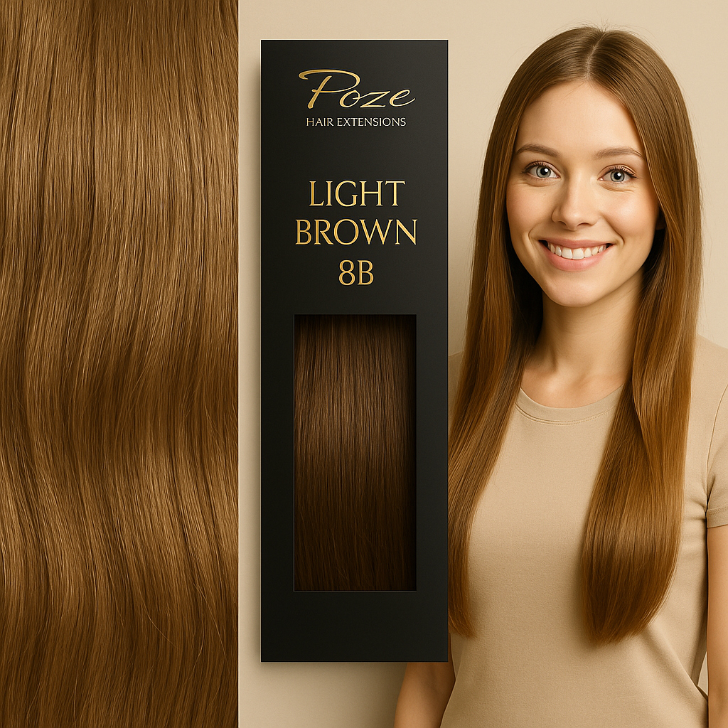 Poze Premium Hiusnauhat Hiustenpidennys - 50g 8B Light Brown - 50cm