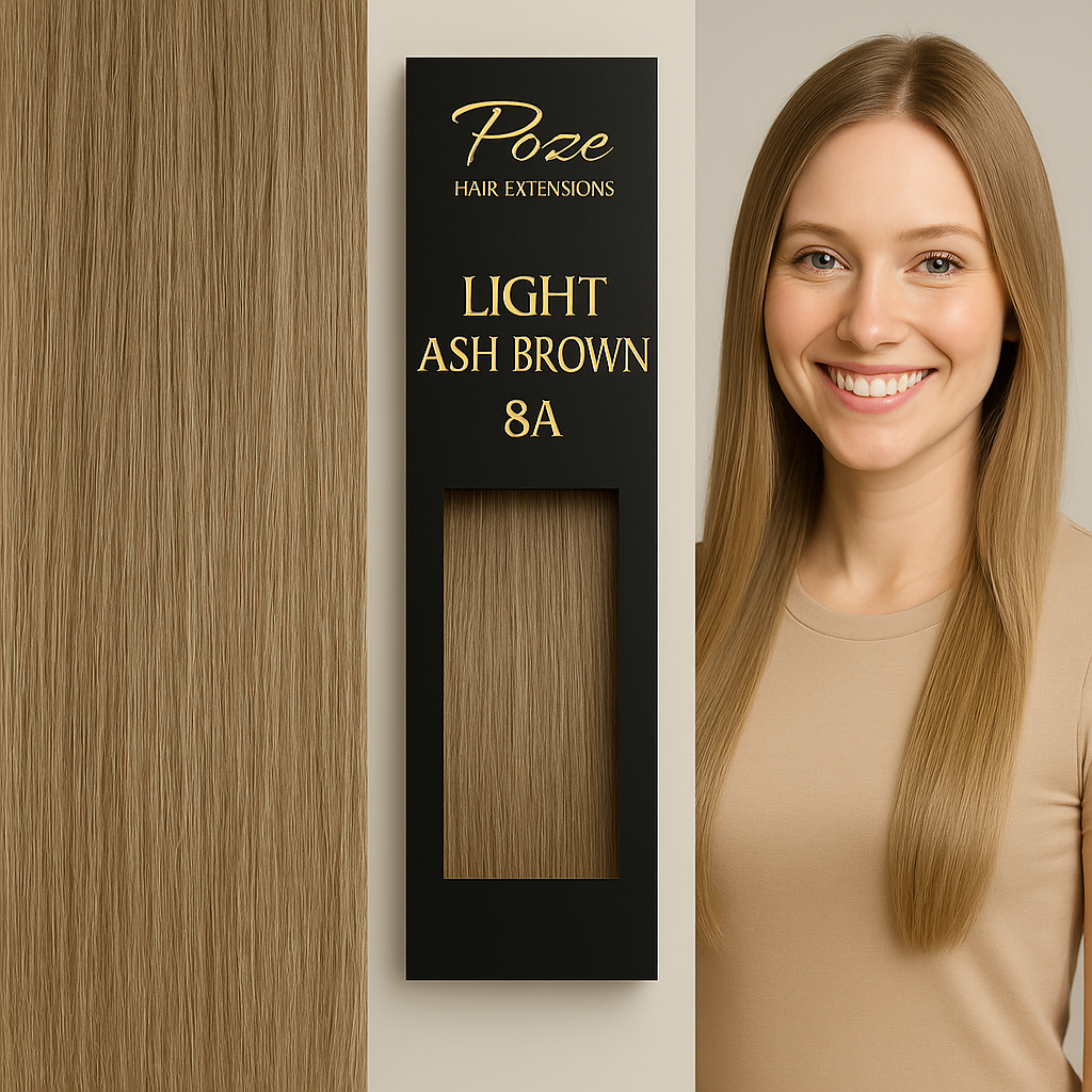 Poze Premium Hair Weft - 50g 8A Light Ash Brown - 50cm