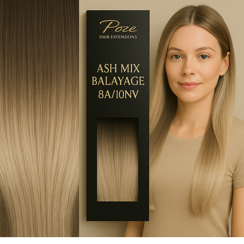 Poze Premium Clip & Go Pidennykset - 125g Ash Mix Balayage 8A/10NV - 50cm