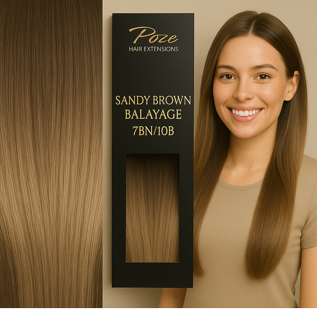 Poze Premium Sinettipidennykset Sandy Brown Balayage 7BN/10B - 50cm - 17g