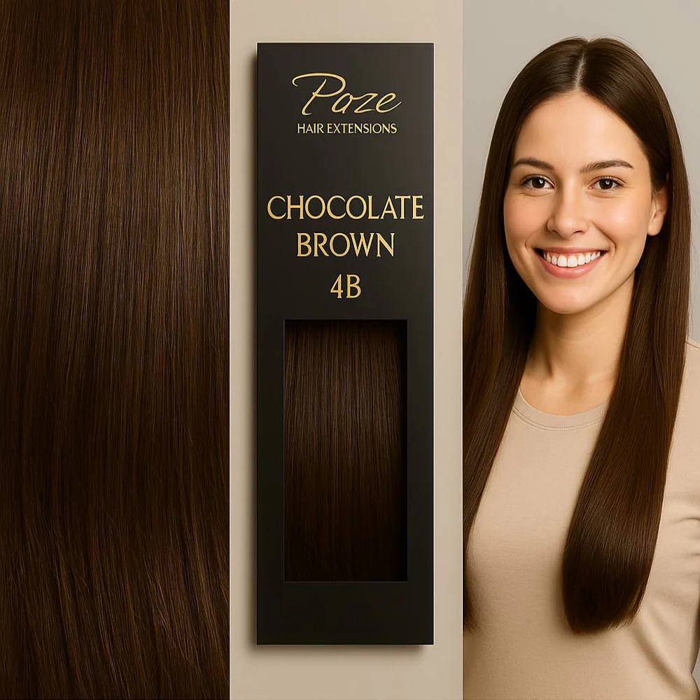 Poze Premium Hiusnauhat Hiustenpidennys - 50g 4B Chocolate Brown - 40cm