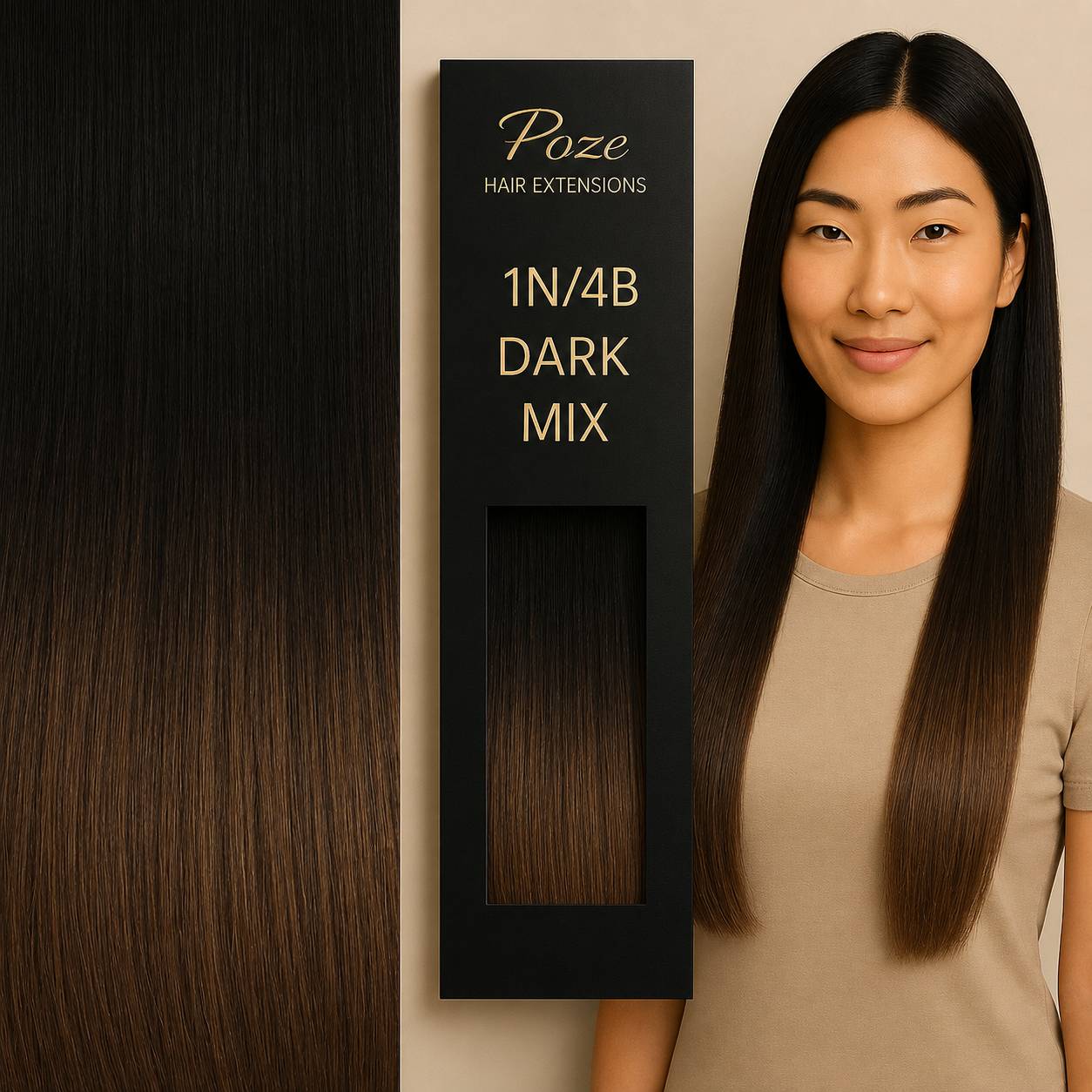 Poze Standard Teippipidennykset - 50g 1N/4B Dark Mix Balayage - 50cm